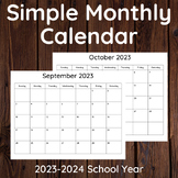 FREE **UPDATED** for 2021-2022 Printable Monthly Calendar/School Year Planner