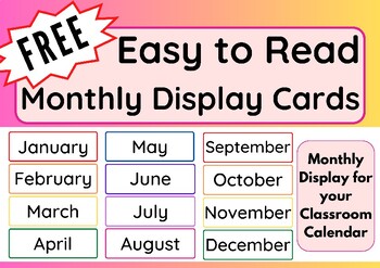 Preview of FREE - Months of the Year Display Cards - Easy to Read!