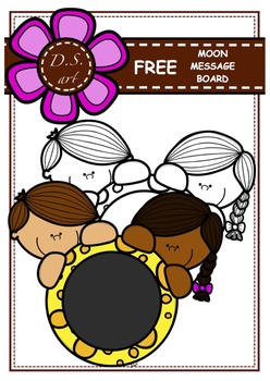 Preview of FREE - Moon Message Board Digital Clipart (color and black&white)