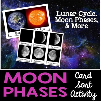 Preview of FREE - Moon Phases Card Sort or Lab Station Activity