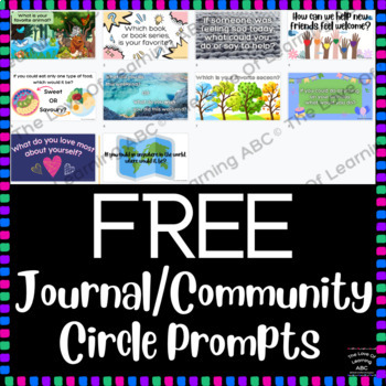 Preview of FREE Morning Meeting Questions - Journal Prompts - Sharing Circle Time - Primary