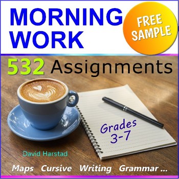 Preview of FREE - Morning Work Bundle Excerpt - "Cursive Worksheet" (Gr. 3-7)