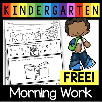 Preview of FREE Morning Work Kindergarten Back to School - Compatible with Google Slides™