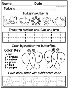 FREE Morning Work: Preschool to Kindergarten - Set One by The Kinder Kids