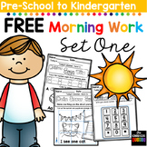 FREE Morning BOOSTER Work: Preschool to Kindergarten - Set One