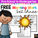 FREE Morning BOOSTER Work: Preschool to Kindergarten - Set Three