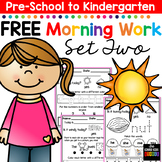 FREE Morning BOOSTER Work: Preschool to Kindergarten - Set Two