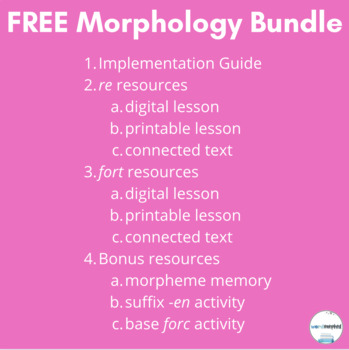 Preview of FREE Morphology Bundle (Prefix RE, root FORT, and more!)