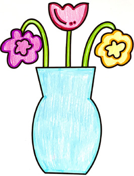 Watercolor children drawing flowers Watercolor children drawing vase with  a bouquet of flowers  CanStock