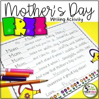 Mother's Day FREE Writing Activity K-2 FILLABLE PDF Option | TpT