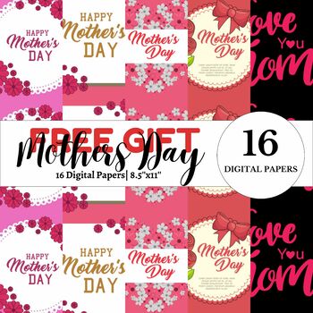 16 Digital Color Papers Mother's Day Color Paper 8.5 x 11