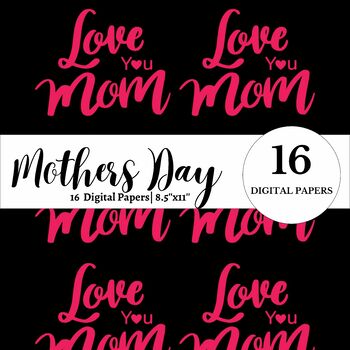 16 Digital Color Papers Mother's Day Color Paper 8.5 x 11