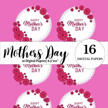 16 Digital Color Papers Mother's Day Color Paper 8.5 x 11