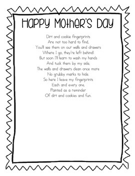 Mother's Day Handprint Poems For Kids