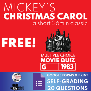 Preview of FREE Movie Quiz made for Mickey's Christmas Carol | 20 Self-Grading Questions