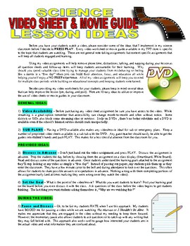Preview of FREE - Movie/Video Lesson Guide & Ideas! (Lesson Plan Improvement)