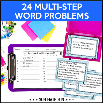 Free Multi-Step Word Problems 4Th Grade Self Checking | Tpt
