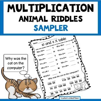 Preview of FREE Multiplication Fact Fluency Animal Riddles Sampler + Easel Activity