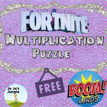 Preview of FREE Multiplication BOOM CARDS Fortnite 1 puzzle