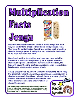 Multiplication Facts Jenga
