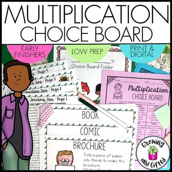 Preview of FREE Multiplication Printable and Digital Choice Board for Distance Learning