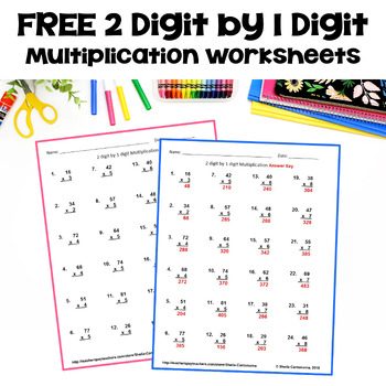 Preview of FREE 2 Digit by 1 Digit Multiplication Worksheet
