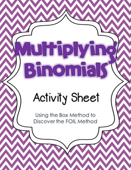Preview of FREE Multiply Binomials Activity Sheet