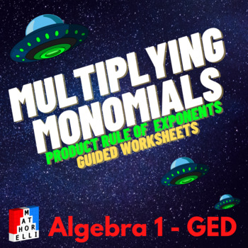 Preview of FREE Multiplying Monomials (Product Rule of Exponents) Algebra Worksheet & Guide