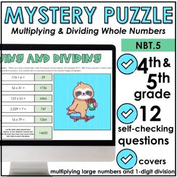 Preview of FREE Multiplying and Dividing Whole Numbers Mystery Puzzle Pixel Art