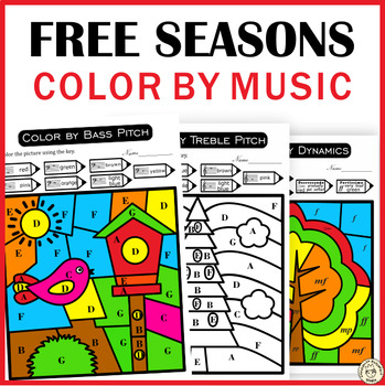 Preview of FREE Music Color by Code Pages | Color by Note Names, Symbols, Dynamics