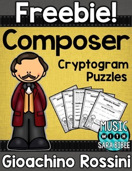 Preview of FREE! Music Cryptograms- Composer Quotes- Rossini