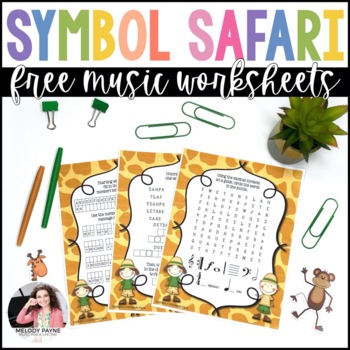 Preview of FREE Music Worksheets: Symbol Safari Music Puzzles