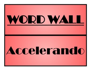 Preview of FREE Musical Terminology Word Wall Sample (Gradient Red)- Music Room Decoration