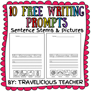 Preview of FREE My Favorite Writing Prompts for ESL & Primary Students