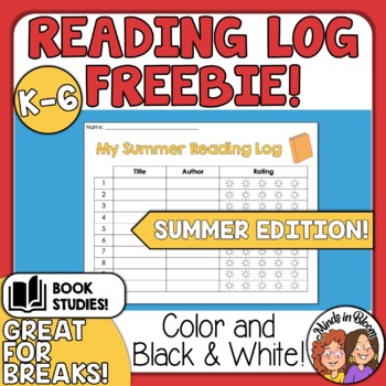 Preview of Summer Break Reading Log FREEBIE Record Books Read over Vacation & Summer Packet