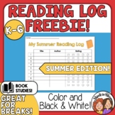 Summer Break Reading Log FREEBIE Record Books Read over Va