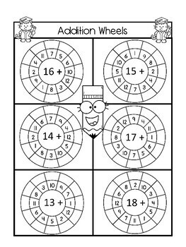 Preview of FREE NO PREP Addition Fun for Substitute Teacher: Six Addition Wheels Print & GO