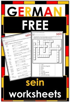 Preview of FREE NO PREP GERMAN Worksheets - SEIN - Answer Key Included