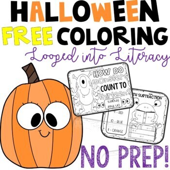 Preview of FREE!  NO PREP HALLOWEEN COLORING MATH SUBTRACTION AND MONSTER JOKE