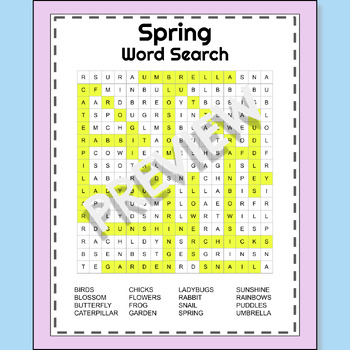 FREE NO PREP Spring Word Search Puzzle Activity With Answer Key | TPT