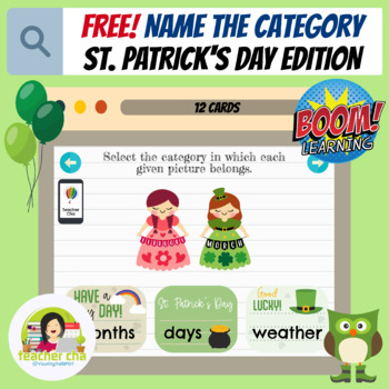 Preview of FREE! Name the Category: St. Patrick's Day (BOOM Cards™ for Distance Learning)