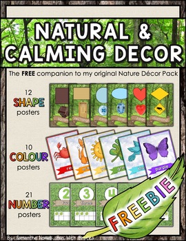 Preview of FREE Natural & Calming Decor Companion POSTERS: shapes, colours, numbers
