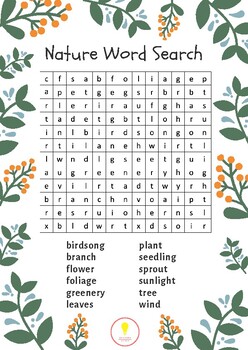 free nature word search by inspire and teach au tpt