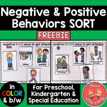 FREE Negative and Positive Attention SORTS for Preschool, Kinder ...