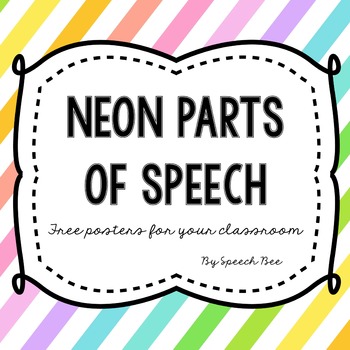 Preview of FREE Neon Parts of Speech Anchor Chart Posters