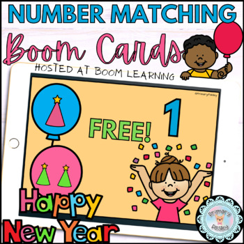 Preview of FREE New Year's Number Matching Boom Cards