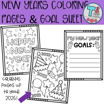 Preview of FREE New Years Coloring Pages and Goal Sheet