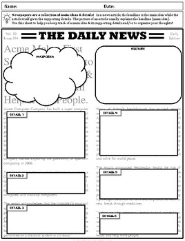 graphic organizer for writing a newspaper article