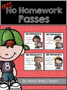 Preview of {FREE} No Homework Passes