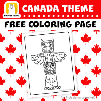 Preview of FREE No Prep Canada Indigenous Totem Coloring Page, Primary, Kindergarten